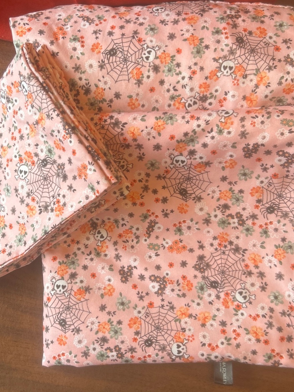 Cynthia Rowley Halloween Pink Floral Skull & Spiderweb Queen Sheet Set